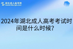 2024年湖北成人高考考試時間是什么時候？